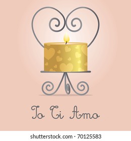 "I Love You" candle and holder card design