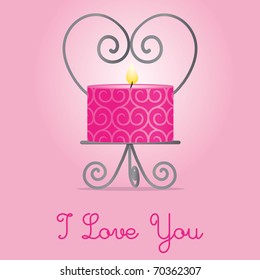 "I Love You" candle and holder card design