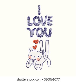 "I love you" card with cute cat