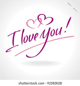 'i love you' hand lettering - handmade calligraphy; scalable and editable vector illustration;