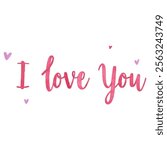 "I Love You" hand-lettered in a delicate pink watercolor style. This romantic and expressive design is perfect for Valentine