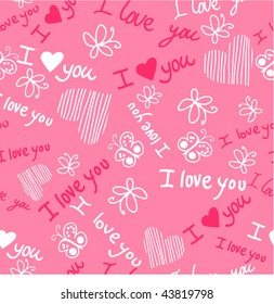 'I love you' seamless pattern