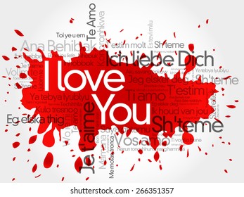 "I love you" splash in all languages of the world, word cloud