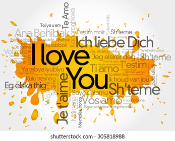 "I love you" splash in all languages of the world, word cloud