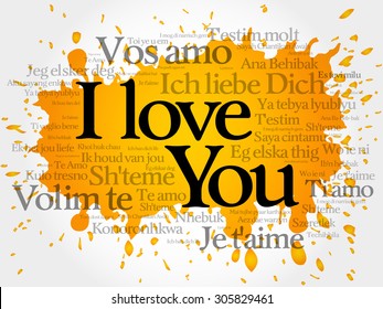 "I love you" splash in all languages of the world, words cloud