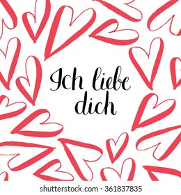 "I love you" vector card in german