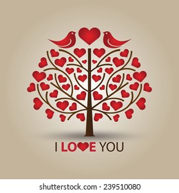 "I love you" vector illustration with love birds