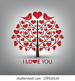 "I love you" vector illustration with love birds