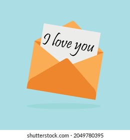 'I Love You' Written Inside An Envelope Letter