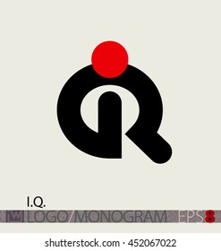 I. Q. flat vector logo, monogram for persons and companies - or intelligence symbol.