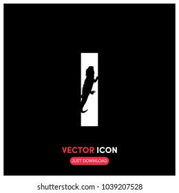 "I" Typographic Vector Icon Illustration.Iguana Logo