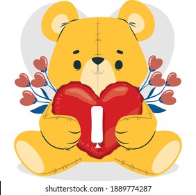 I, Valentine's day, cute bear, and alphabet.
