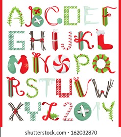 "I wish you a Merry Christmas and a happy New Year" alphabet