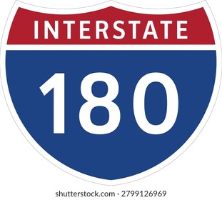 I-180 Interstate 180 Highway System Design Sign Clipart Icon Transparent Background