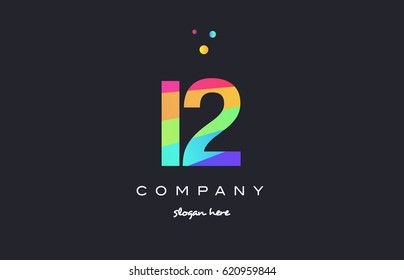 I2 i 2 two letter number combination creative color green orange blue magenta pink company logo vector icon spectrum