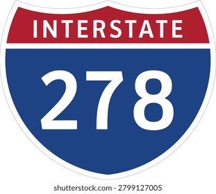 I-278 Interstate 278 Highway System Design Sign Clipart Icon Transparent Background.