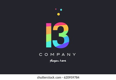 I3 i 3 three letter number combination creative color green orange blue magenta pink company logo vector icon spectrum