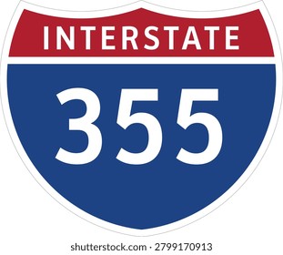 I-355 Interstate Highway System Design Sign Clipart Icon Transparent Background