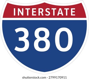 I-380 Interstate Highway System Design Sign Clipart Icon Transparent Background