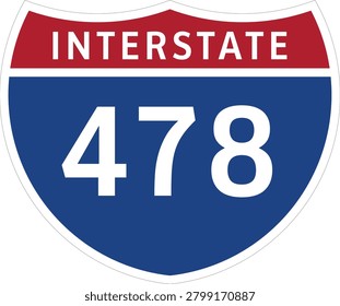 I-478 Interstate Highway System Design Sign Clipart Icon Transparent Background