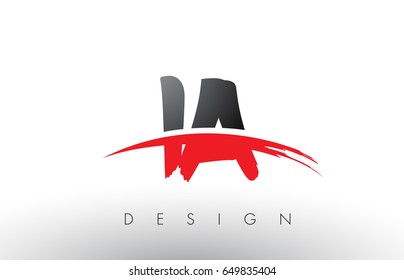 IA I A Brush Logo Letters Design with Red and Black Colors and Brush Letter Concept.