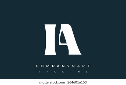 IA Creative Abstract Typography Logo Design. Elegant logo combining bold typography and creative shapes, ideal for branding and identity solutions.
