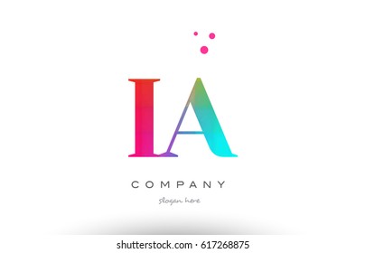 IA I A creative rainbow colors colored artistic alphabet company letter logo design vector icon template