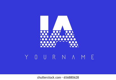 IA I A Dotted Pattern Letter Logo Design Vector with Blue Background.