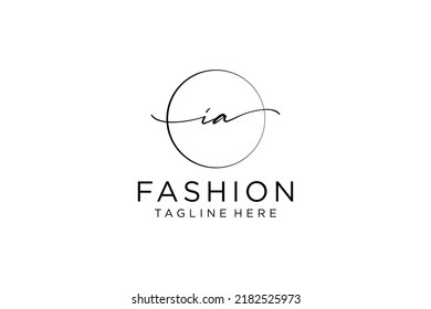 IA Feminine logo beauty monogram and elegant logo design, handwriting logo of initial signature, wedding, fashion, floral and botanical with creative template.