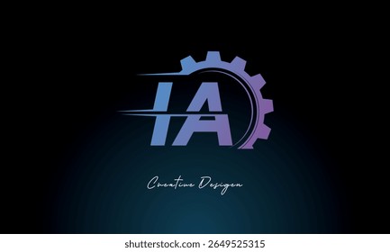 IA Gear Fusion Logo – Industrial Tech-Inspired Letter mark Futuristic Industrial Letter Mark Design for Technology and Engineering Brands.