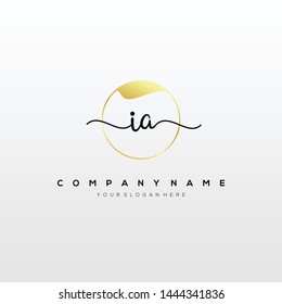 IA handwriting initial logo template vector.