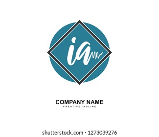 IA Initial Handwriting Logo Template Vector