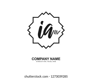 IA Initial Handwriting Logo Template Vector