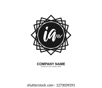 IA Initial Handwriting Logo Template Vector