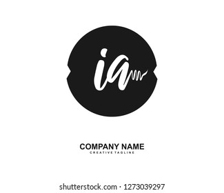 IA Initial Handwriting Logo Template Vector