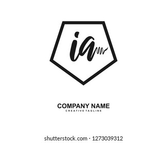 IA Initial Handwriting Logo Template Vector