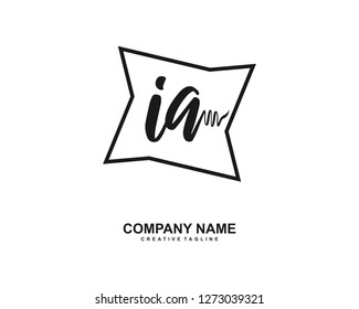 IA Initial Handwriting Logo Template Vector