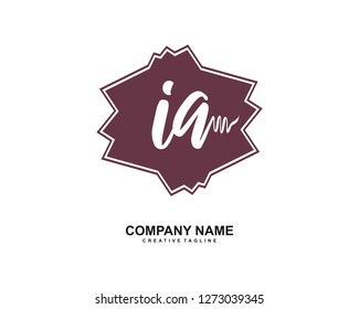 IA Initial Handwriting Logo Template Vector