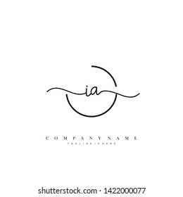 IA initial handwriting logo template vector