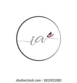IA initial letter handwriting logo design with butterfly