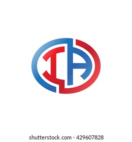 IA initial letters looping linked ellipse logo red blue