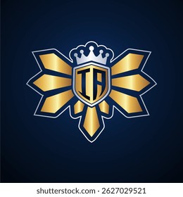 IA initial letters monogram logo for gaming with shield and eagle wing
