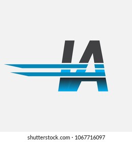 IA initial logo company name colored black and blue, Simple and Modern Logo Design.