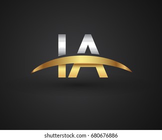 IA initial logo company name colored gold and silver swoosh design. vector logo for business and company identity.
