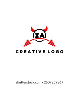 IA initial monogram for fitnes or gym logo with devil style design