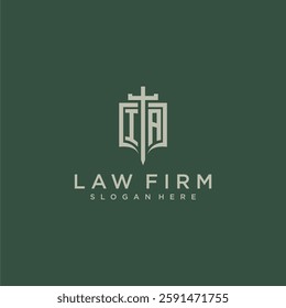 IA initial monogram for law firm with sword and shield logo image