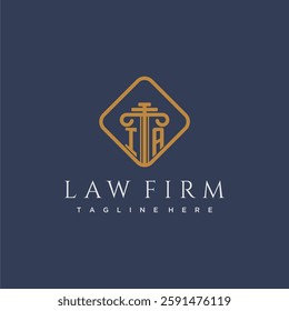 IA initial monogram logo for lawfirm with pillar in creative square design