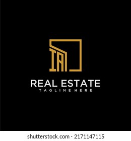 IA initial monogram logo for real estate design with creative square image