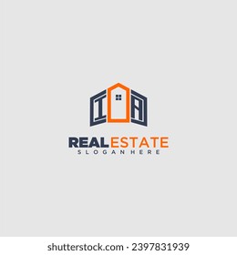 Logo inicial del monograma de IA para el diseño inmobiliario