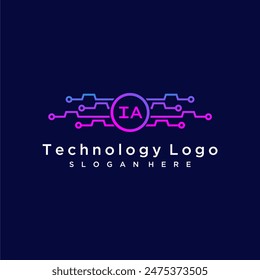 IA Initial Monogram für Technologie-Logo mit kreisförmigem Design